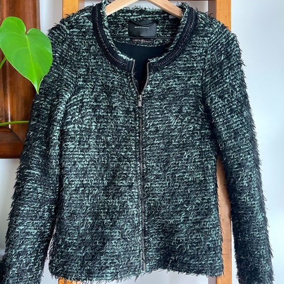 Maison Scotch SZ 1 Mint and Black Eyelash Jacket! - Picture 2 of 12